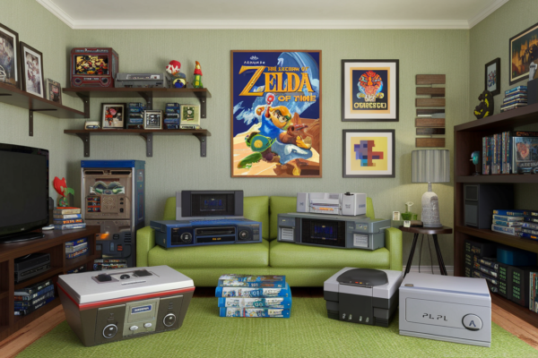 retro gaming geek room background wallpaper 1920x1080