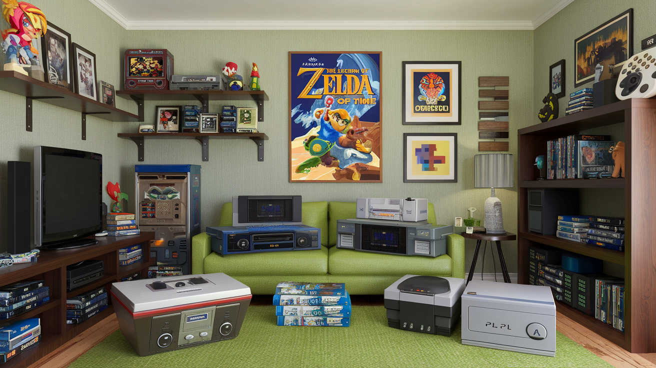 retro gaming geek room background wallpaper 1920x1080